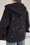 Gülseli Women's Front Zipper Hooded Embroidery and Stone Detailed Embroidered Sweatshirt