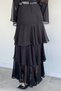 Women's Slit Tulle Skirt with Belt and Layered Detail - 4