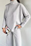 Turtleneck Casual Blouse and Pants Double Set