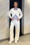 Women's Shirt Garnished Blouse Palazzo Trousers Two-Piece Set - 2