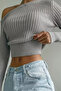 Shoulder Open Embossed Women's Knitwear Sweater