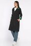 Women's Hooded Long Trench Coat with Elastic Waist - 3