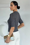 Women's Crew Neck Openwork Seasonal Knitwear Blouse - 4