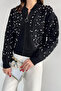 Modern Design Pearl Printed Zippered Women's Jacket Cardigan (Available in Sizes S-M-L)
