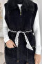 Gülseli Plush Detailed Double Pocket Hijab Knitwear Vest with Belt Accessory - 5