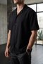 Men's Short Sleeve Apaş Collar Oversize Shirt