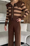 Women's Stripe Patterned Knitwear Cardigan and Trousers Two-Piece Set (Fits S-M-L Sizes.) - 3