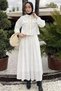 Women's Tassel Detailed Pearl Buttoned Scalloped Hijab Shirt Skirt Double Set - 2
