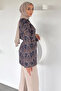 Belted Ethnic Pattern Quilted Hijab Jacket - 5