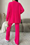 Women's Front Buttoned Self-Line Patterned Knitwear Cardigan Trousers Two-Piece Set - 4