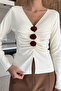 Front Rose Detailed Knitwear Blouse (Available in S, M, L) - 3