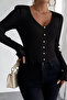 Sleeve Guipure Detailed V-Neck Knitwear Blouse - 4