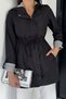 Women's Hooded Stripe Detailed Trench Coat - 3