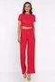 Women's Self-Patterned Side Gathered Blouse and Trousers Two-Piece Set - 2