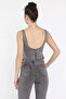 Women's Zippered Jean Denim Bustier - 3
