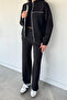 Women's Ruffled Front Zippered Elastic Waist Sweatpants Set - 2