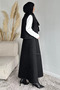 Crew Neck Body Suede Vest Skirt Hijab Triple Set - 4