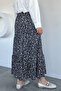 Patterned Chiffon Hijab Skirt with Elastic Waist - 4