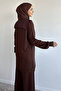 Front Zipper Stone Embroidered Tunic Elastic Waist Pants Hijab Double Set - 4