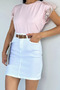 Women's Leather Belted Jean Denim Skirt - 4