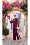 Women's Cream Cuffed Waist Tie-Up Stripe Detailed Hijab Tracksuit Set - 3