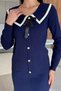 Peter Pan collar Cardigan Look Blouse Skirt Knitwear Two-Piece Set - 2