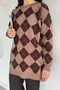Women's Plaid Patterned Crew Neck Knitwear Sweater - 2