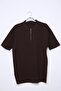 Men's Patterned Polo Collar Half-Zip Knitwear T-Shirt - 4