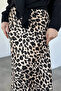 Leopard Patterned Hijab Satin Skirt with Elastic Waist - 4