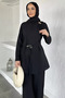 Gold Accessory Belted Tunic Elastic Waist Pants Islamic Clothing Double Set - 2