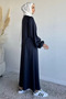 Crew Neck Blouse Elastic Waist Skirt Hijab Two-Piece Set - 3