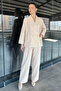 Women's Double-Breasted Collared Jacket and Trousers Two-Piece Set