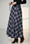 Plaid Patterned Waist-Tie Kiloş Scuba Hijab Skirt