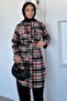 Plaid Patterned Double Pocket Hijab Tunic
