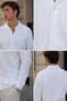 Men's Front Snap Long Sleeve Self-Patterned Shirt - 2