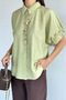Gülseli Women's Shirt with Elastic Sleeves and Button Accessories - 3