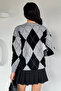Women's Crew Neck Plaid Patterned Knitwear Sweater - 4