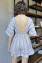 Women's Striped Patterned Linen Shorts Jumpsuit - 3