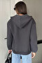 Women's Hooded Sweatshirt with Kangaroo Pockets and Button Detail - 3