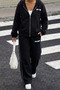 Women's Hooded Three-Thread Ruffled Oversize Tracksuit Set - 4