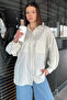 Women's Stripe Patterned Double Pocket Shirt