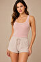 Women's 2-Piece Square Collar Wide Strap 100% Cotton Camisole Basic Undershirt White-Powder - 7