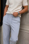 Men's Jogger Pants with Elastic Waist and Ties - 2
