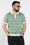 Men's Polo Collar Half Zipper Striped Patterned Knitwear T-Shirt