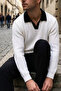 Men's Self-Patterned Polo Collar Knit Sweater