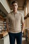 Men's Polo Collar Half Button Knitwear T-Shirt - 2