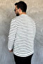 Men's Crew Neck Striped Patterned Sweatshirt - 4