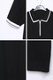 Men's Polo Collar Half Zipper Striped Patterned Lycra Knitwear T-Shirt - 3