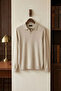 Men's Polo Neck Self-Patterned Knit Sweater - 4