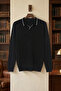 Men's Polo Neck Self-Stripe Patterned Knitwear Sweater - 3
